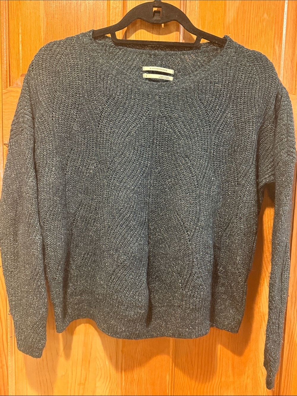 By Anthropologie crew neck pullover cable knit size small.